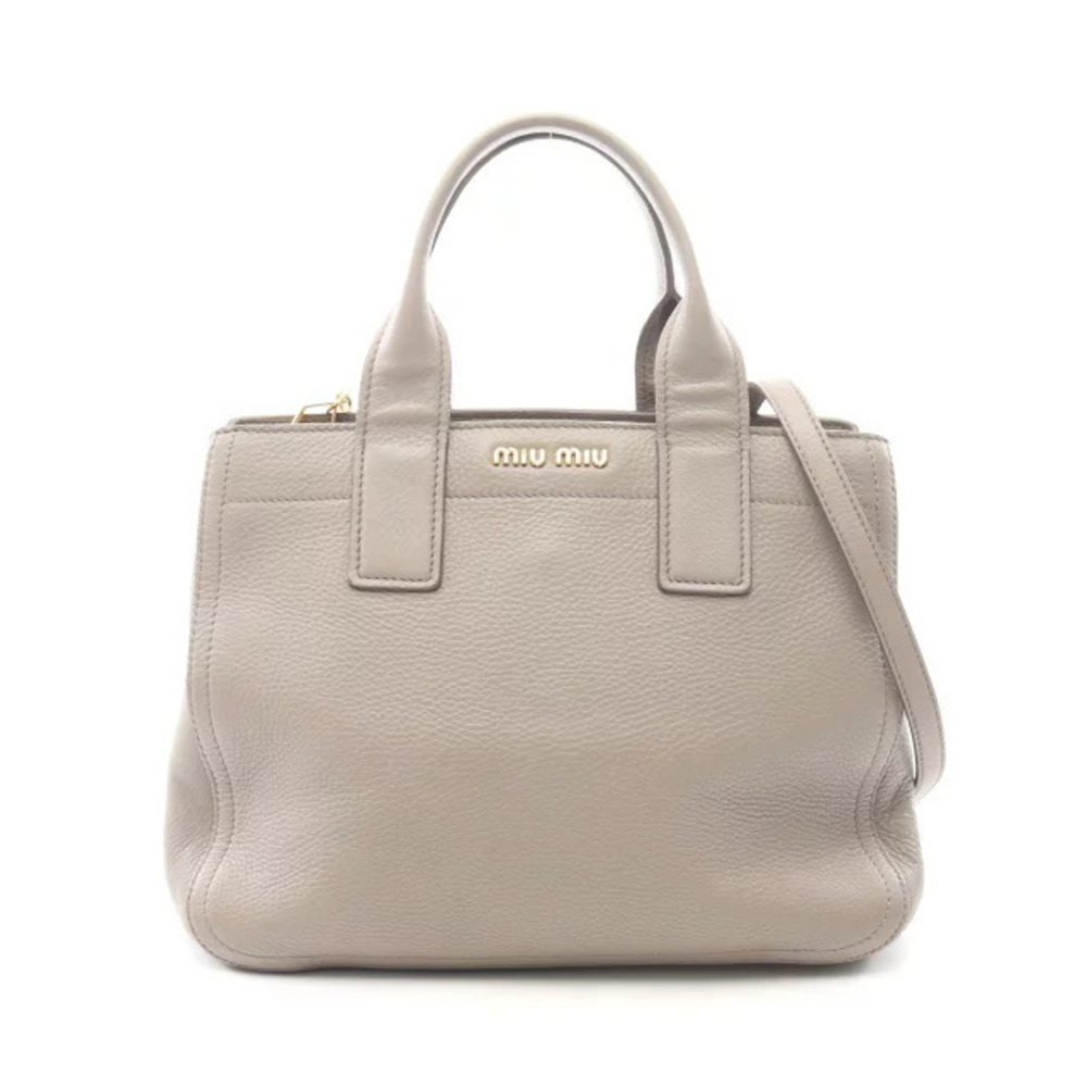 Miu Miu Gray Vitello Caribu leather tote bag soft grained texture